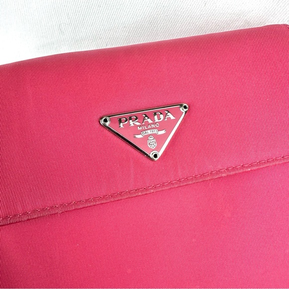 Prada watermelon pink nylon compact wallet on chain crossbody bag - Picture 7 of 15